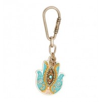 Light Blue Hamsa Hand Key Chain